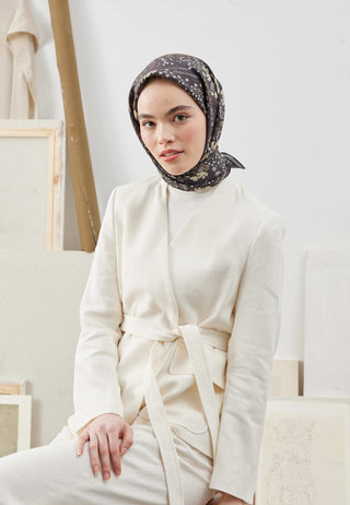 TINY GARDEN DESEN PAMUK İPEK EŞARP ACI KAHVE