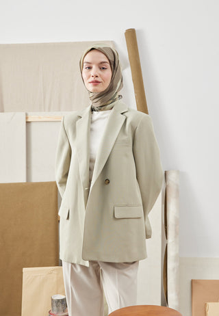 Color Mix Patterned Cotton Silk Scarf Military Green