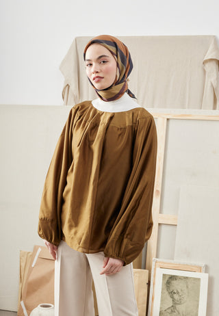 COLOR MIX DESEN PAMUK İPEK EŞARP KAHVE