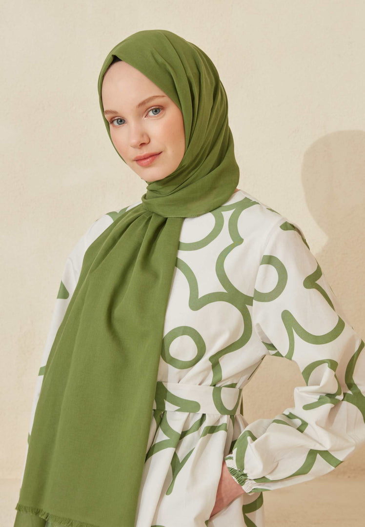 Thin Cotton Voile Hijab Lime Shell