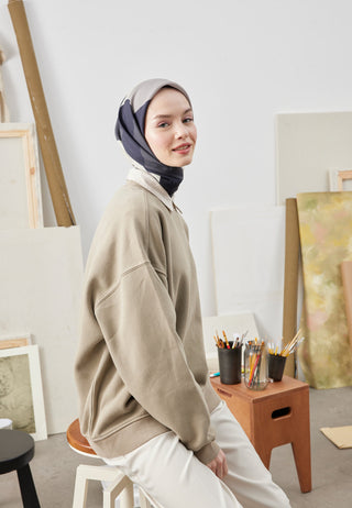 MULTI COLORS DESEN PAMUK İPEK EŞARP LACİVERT