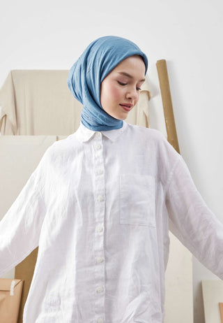 BAMBU EŞARP KOT MAVİ