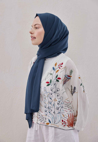 MEDİNE İPEĞİ ŞAL GECE MAVİSİ