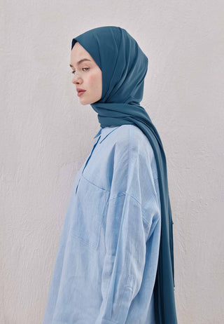 MEDİNE İPEĞİ ŞAL KOYU MAVİ