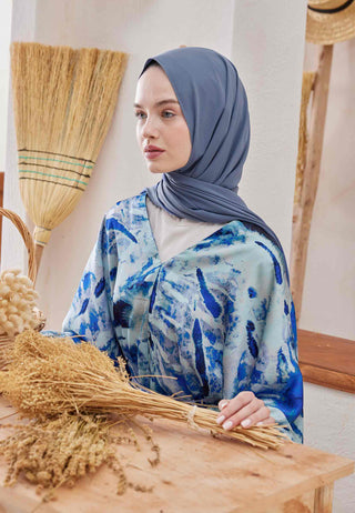 MEDİNE İPEĞİ ŞAL MAVİ-GRİ