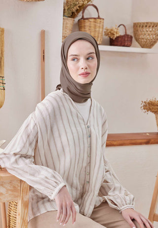 MEDİNE İPEĞİ EŞARP KÜLLÜ KAHVE