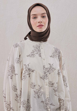 MEDİNE İPEĞİ EŞARP TOZLU KAHVE