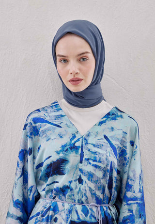 MEDİNE İPEĞİ EŞARP MAVİ-GRİ