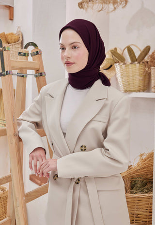 MEDİNE İPEĞİ EŞARP PATLICAN MORU