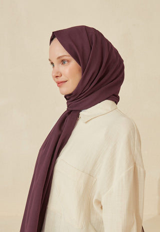 Thin Cotton Voile Hijab Eggplant Purple