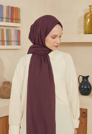 Thin Cotton Voile Hijab Eggplant Purple