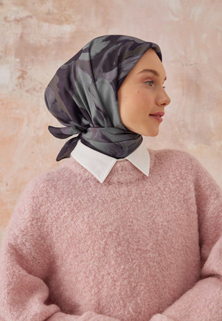 NOA DESEN PAMUK İPEK EŞARP LACİVERT