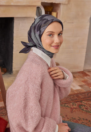 NOA DESEN PAMUK İPEK EŞARP LACİVERT