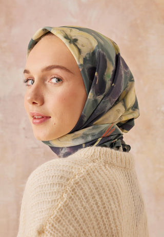 ROSLYN DESEN PAMUK İPEK EŞARP KOYU YEŞİL