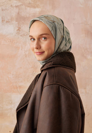 HERA DESEN PAMUK İPEK EŞARP MİNT YEŞİLİ