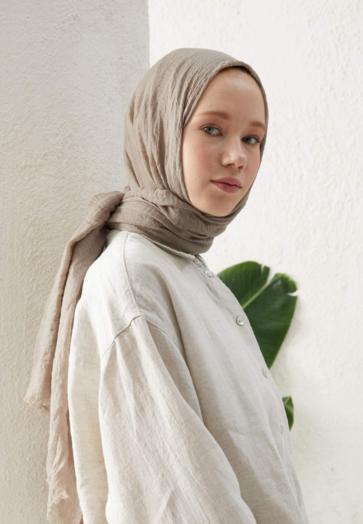 Crinkle Cotton Hijab Stone