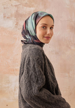 DARCY DESEN PAMUK İPEK EŞARP TURKUAZ