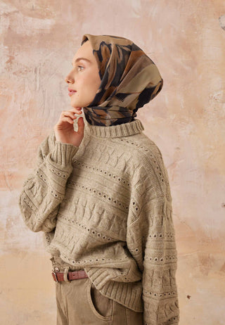 NOA DESEN PAMUK İPEK EŞARP SİYAH