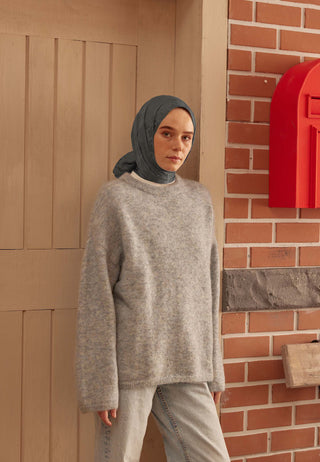 Houndstooth Jacquard Hijab Smoke Gray