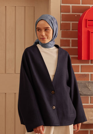 Houndstooth Jacquard Hijab Denim Blue