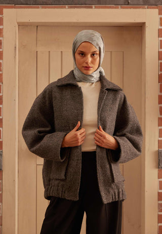 Houndstooth Jacquard Hijab Dark Gray