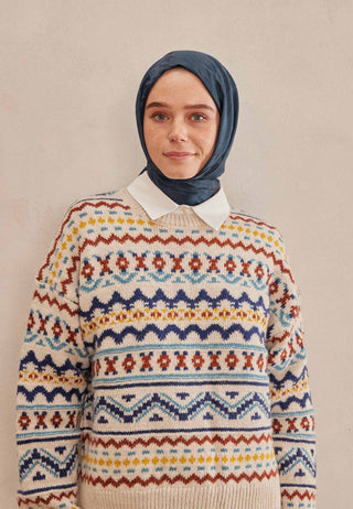 KAZAYAĞI JAKARLI ŞAL LACİVERT