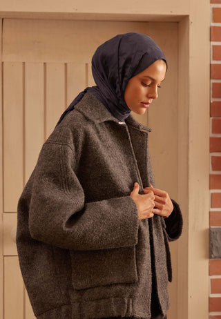 Houndstooth Jacquard Hijab Eggplant Purple