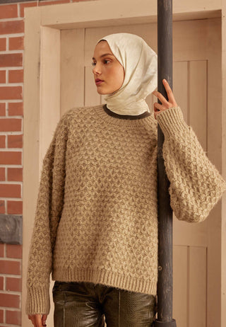 Houndstooth Jacquard Hijab Pearl