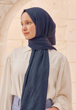 Organic Cotton Hijab Midnight Blue