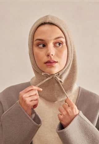 Adjustable Knit Balaclava Taupe