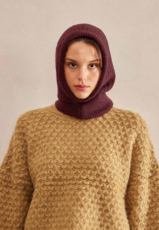 Woolly Knit Balaclava Plum