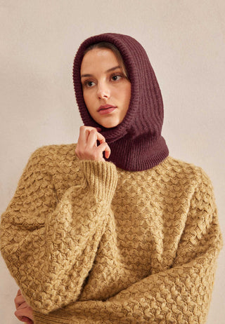 Woolly Knit Balaclava Plum