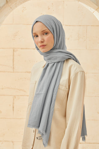 ORGANİK PAMUK ŞAL AÇIK MAVİ