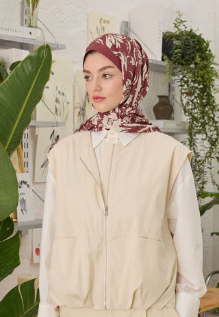 Violet Patterned Hijab Burgundy