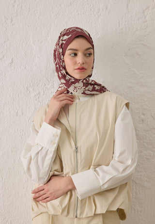 Violet Patterned Hijab Burgundy