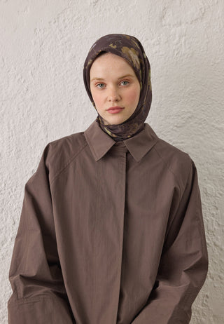 Delia Patterned Cotton Silk Scarf Cocoa