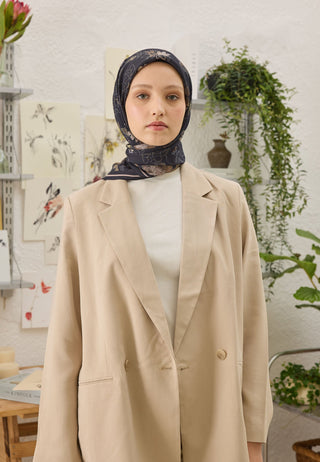 DELIA DESEN PAMUK İPEK EŞARP SİYAH