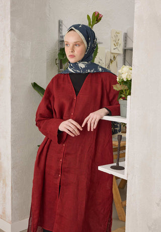 Adela Patterned Hijab Navy Blue