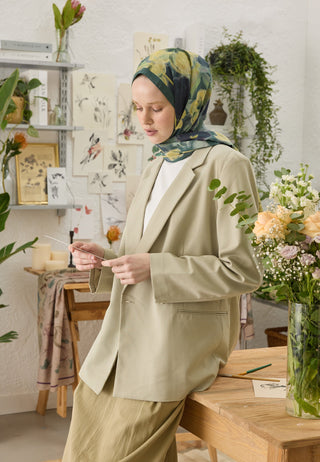 Roslyn Patterned Hijab Dark Green