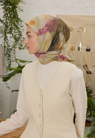 BLAIR DESEN PAMUK İPEK EŞARP YAĞ YEŞİLİ