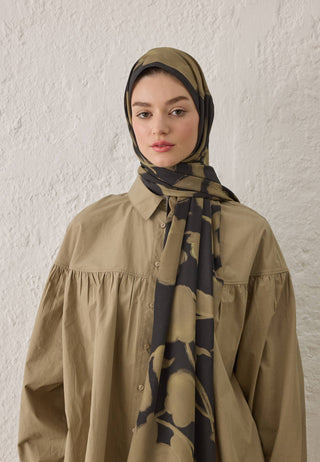 DARK FLOWER DESEN ŞAL ACI KAHVE