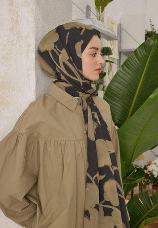 DARK FLOWER DESEN ŞAL ACI KAHVE