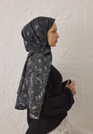 Ruby Patterned Hijab Black