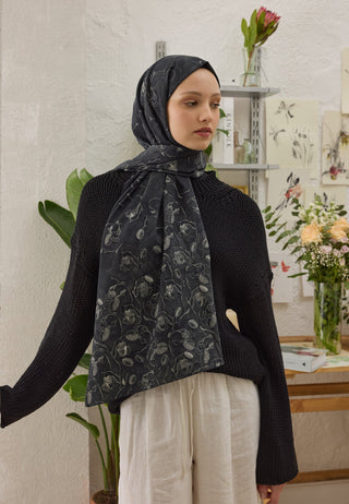 Ruby Patterned Hijab Black