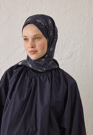 Ruby Patterned Hijab Navy Blue