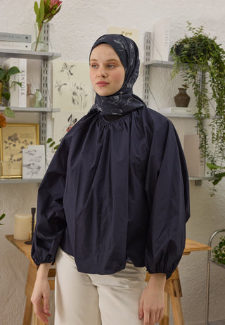 Ruby Patterned Hijab Navy Blue
