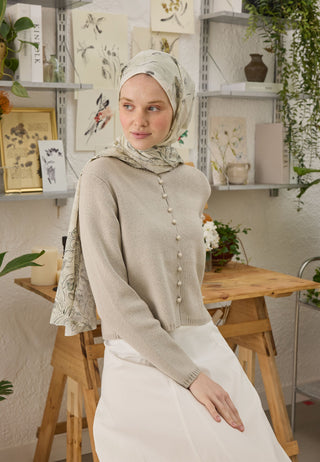 Ruby Patterned Hijab Ivory