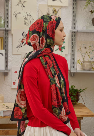 GARDEN ROSE DESEN ŞAL KIRMIZI