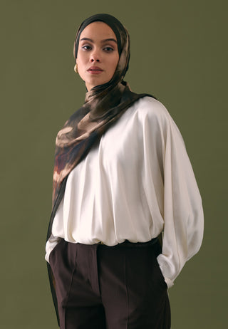 Batik Patterned Rami Hijab Brown