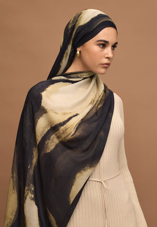 COLOR WAVES DESEN RAMİ ŞAL SİYAH